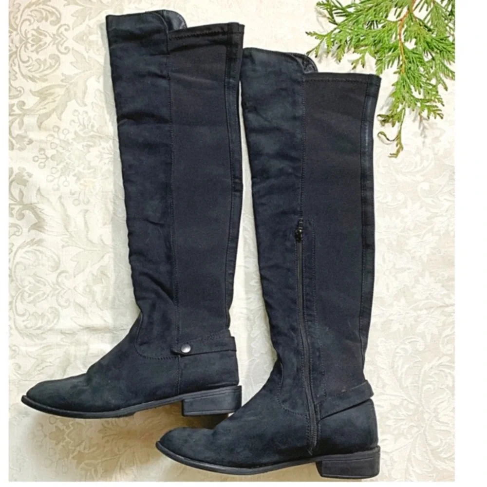 Diba Boots Meryl style, faux suede knee highs black boots Size 6